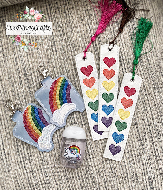 Rainbow hearts bookmark (READY TO SHIP)