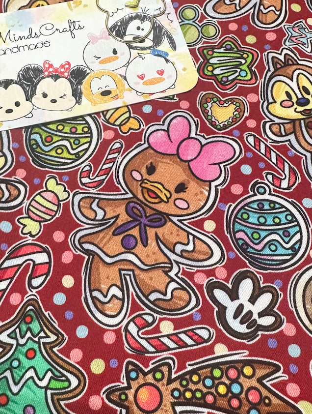 Snow globe shaker ornament/bookmark (Red Fabric Background) MADE TO ORDER