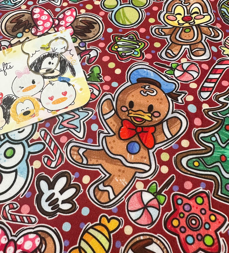 Snow globe shaker ornament/bookmark (Red Fabric Background) MADE TO ORDER